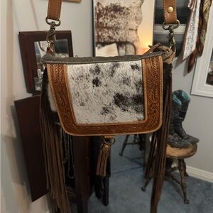 Myra Leather Fringe Bag